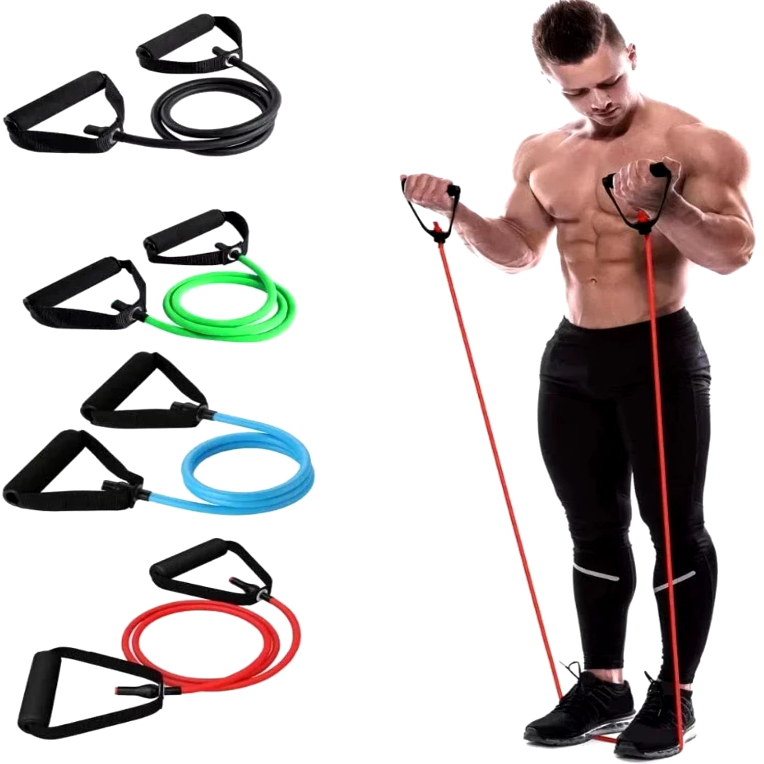 New Multifunction Resistance Hot Yoga Pull Rope Bands Handles Elastic Sports Bodybuild Gym Workouts Muscle Training Rubber Tube